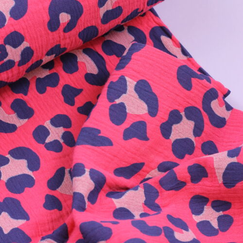 Double Gauze Musselin: Leo Pink/Navy