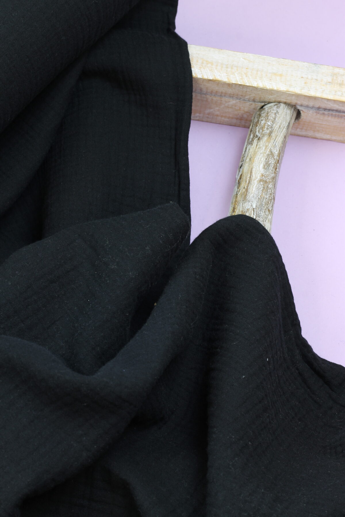 Double Gauze Musselin: Uni Black Bio-zertifiziert