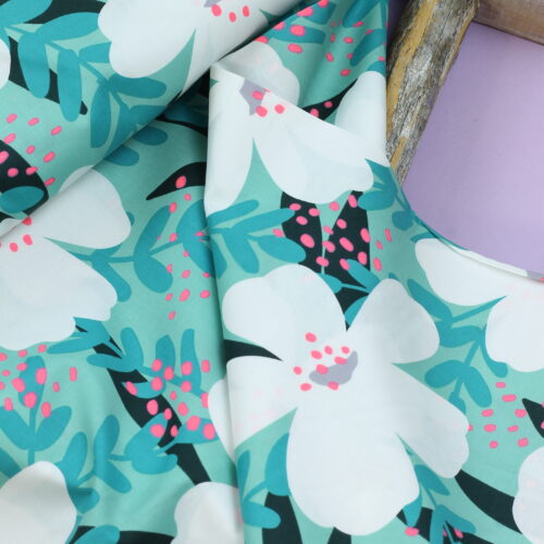 Katia: Poplin "Neon Pink Flowers"