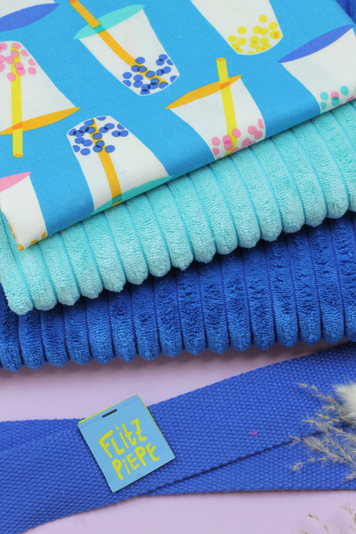 Nähset: Shopping Bag Breitcord Aqua & Royal "Eye Candy Boba Cerulean"