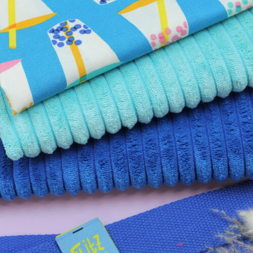 Nähset: Shopping Bag Breitcord Aqua & Royal "Eye Candy Boba Cerulean"