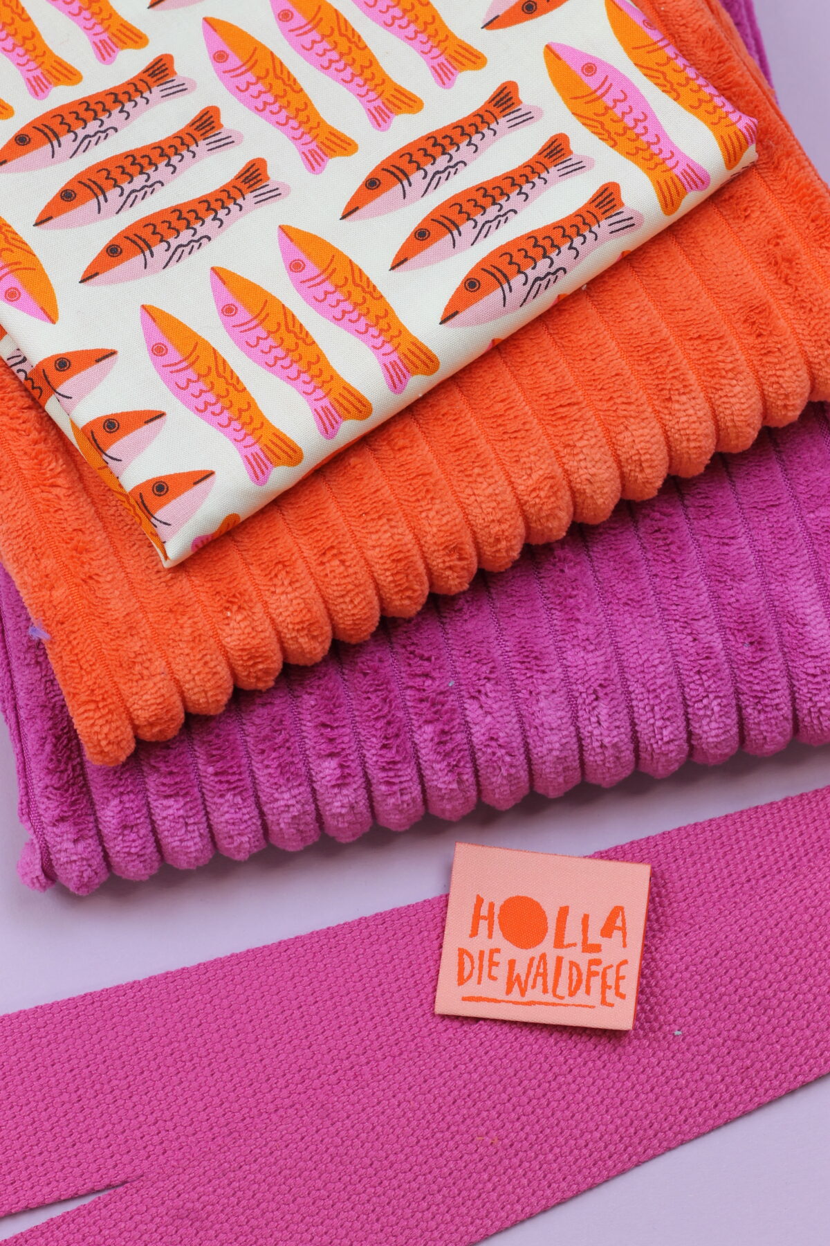Nähset: Shopping Bag Breitcord Pumpkin & Bubblegum "Ooh Lucky Sardines in Pink"
