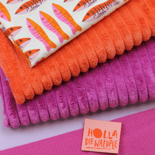 Nähset: Shopping Bag Breitcord Pumpkin & Bubblegum "Ooh Lucky Sardines in Pink"