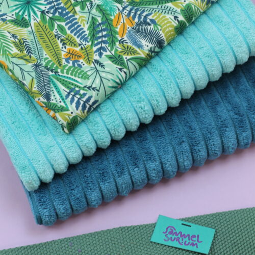 Nähset: Shopping Bag Breitcord Aqua & Smaragd "Bohemian Paradise Jungle"