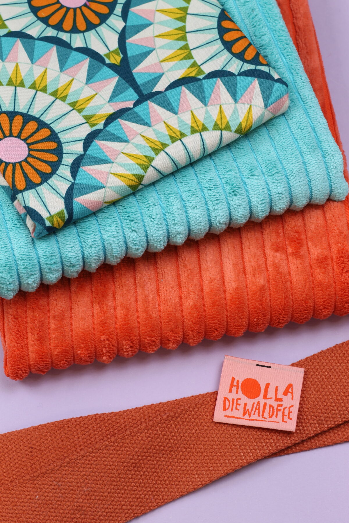 Nähset: Shopping Bag Breitcord Aqua & Pumpkin " Carousel Galaxy"