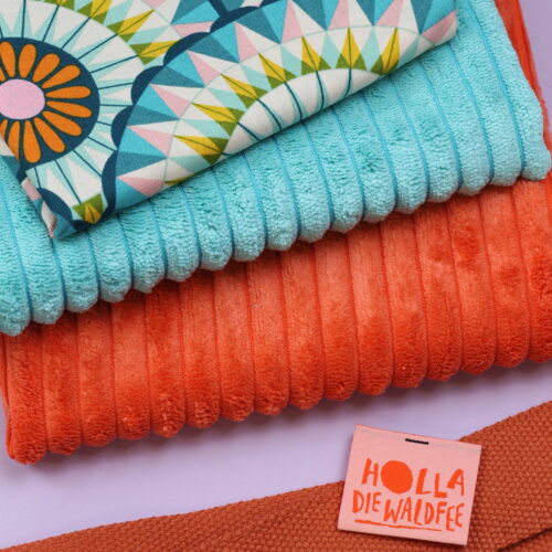 Nähset: Shopping Bag Breitcord Aqua & Pumpkin " Carousel Galaxy"