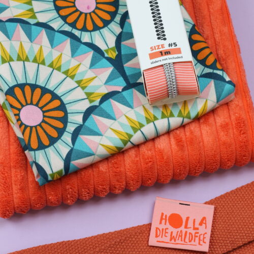 Nähset: Hipbag Inki groß "Breitcord Pumpkin & Carousel Galaxy"