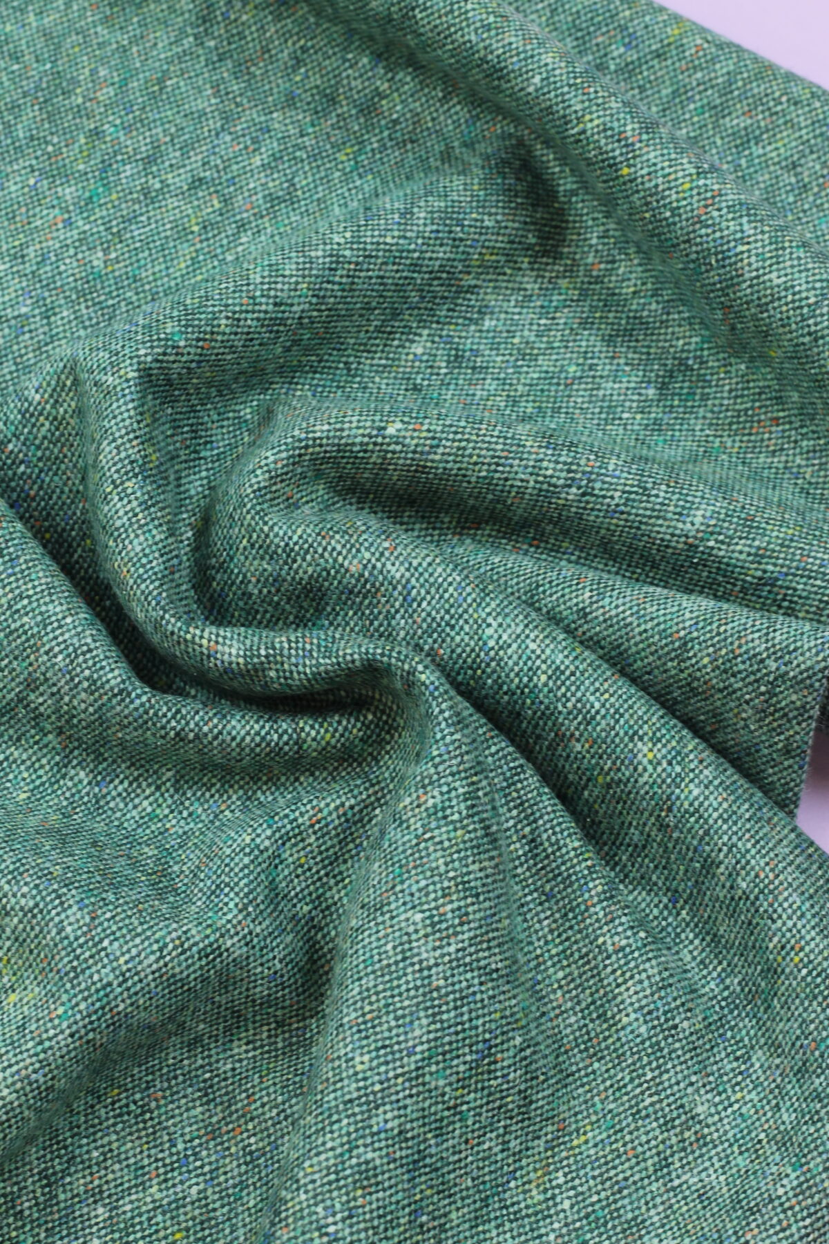 Hilco Wollstoff Tweed: Cardiff: Dunkles Mintgrün ***Reststück 1m***