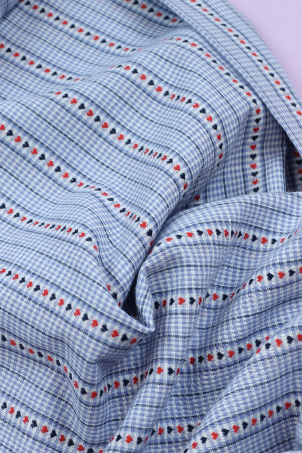 Jacquard Baumwolle "Herzen" Bleu