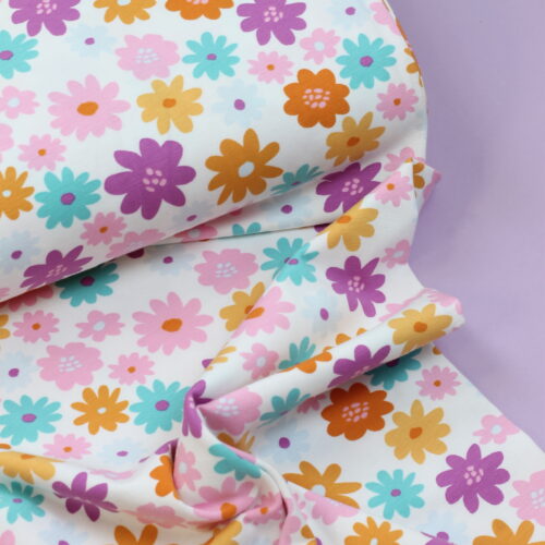 Jersey geblümt mit Blumenmuster in Rosa und Blau