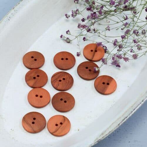 Echter Holzknopf 20 mm Orange