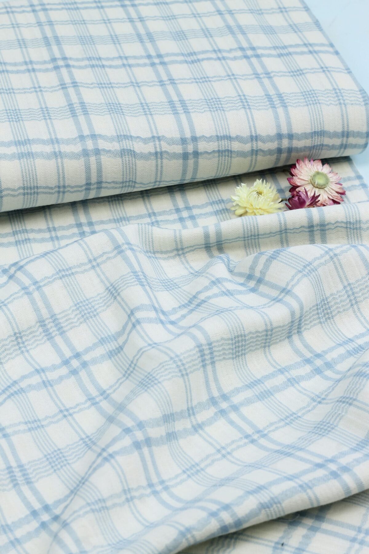 Katia: Musselin "Tartan Blue" ***Reststück 1m***