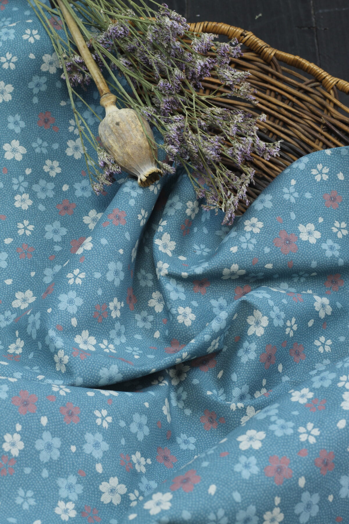 Baumwolle: Japanisch "Blümchen" Bleu