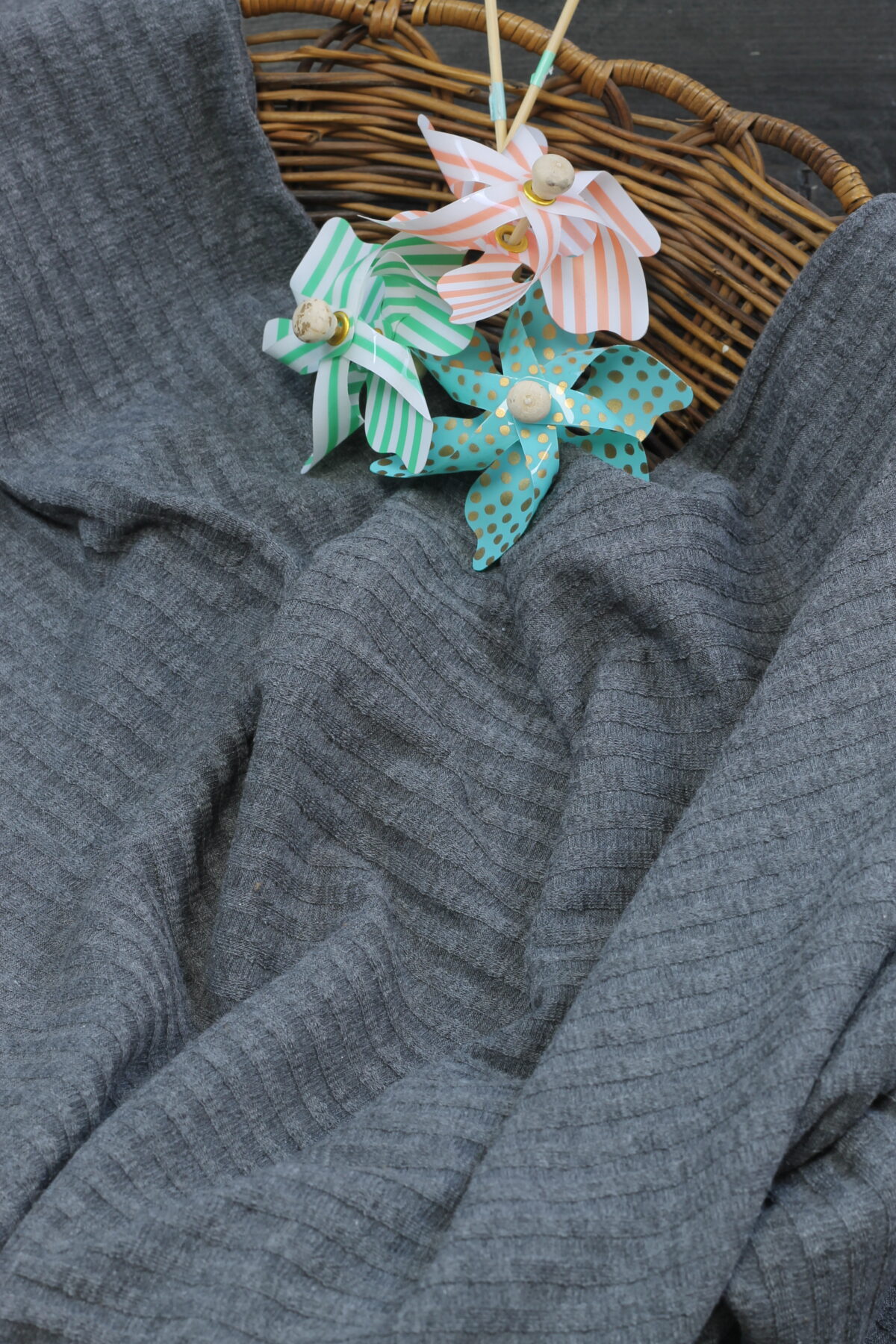 Jacquard Jersey Uni Anthrazit Melange