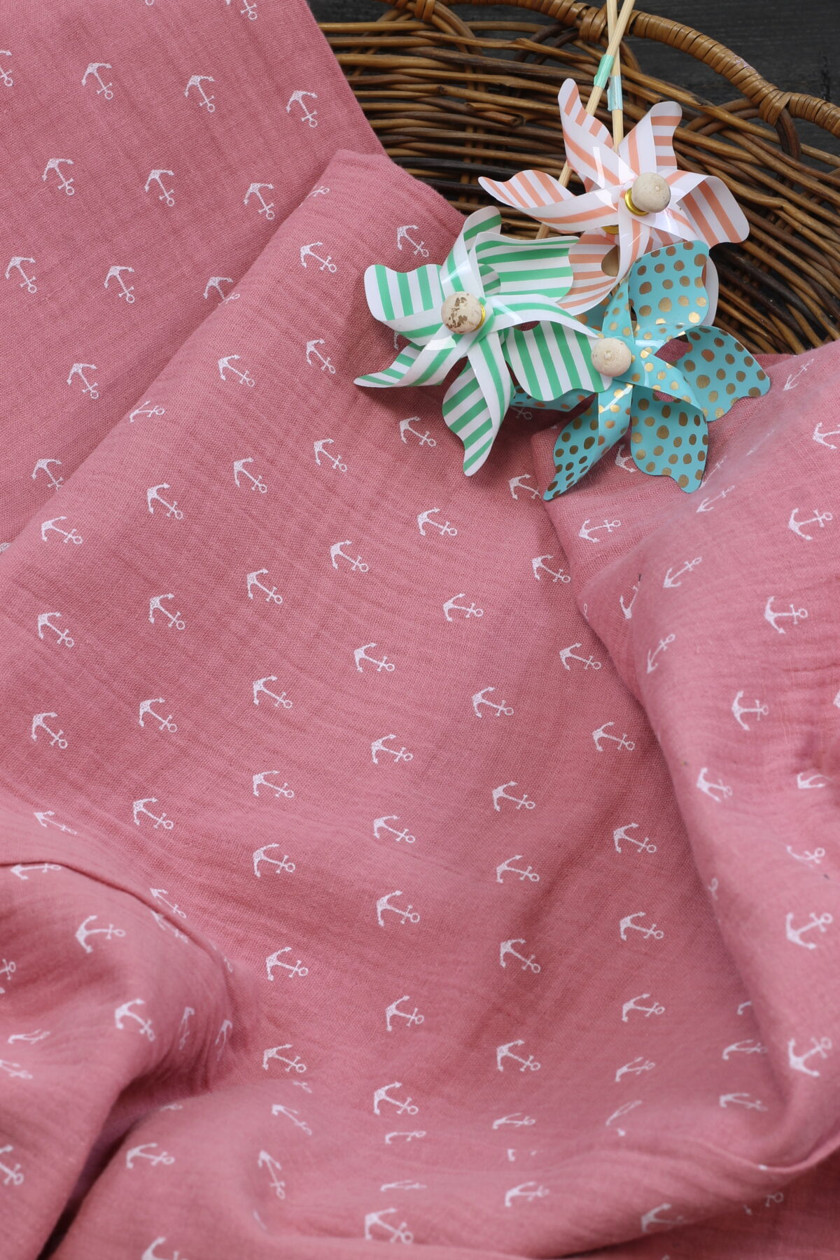 Double Gauze Musselin: "Anker" Rosa