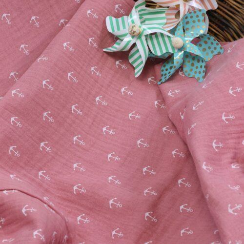 Double Gauze Musselin: "Anker" Rosa