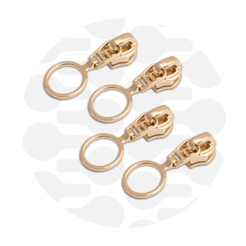 Zipper Zoo. Loop Zipper Slider 4 Stück Gold 6mm