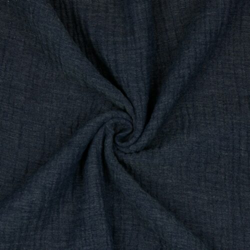Double Gauze Musselin: Uni Navy Bio-zertifiziert ***Reststück 0,75m***