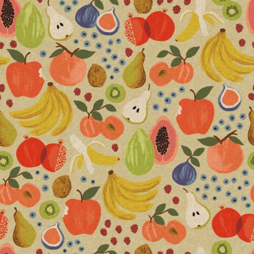 Cotton and Steel: "Orchard" Rifle Paper Canvas Fruit Stand Cream