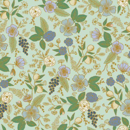 Cotton and Steel: "Orchard" Rifle Paper Colette Mint Metallic