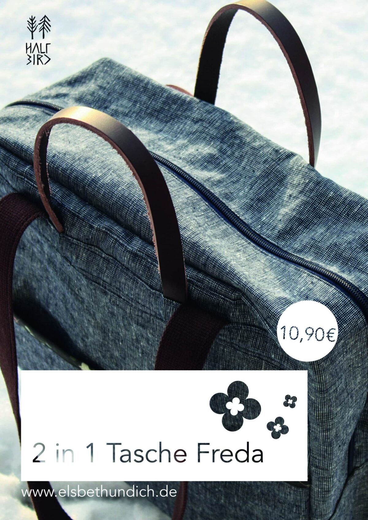 Schnittmuster in Kooperation mit Halfbird: 2 in 1 Tasche "Freda"