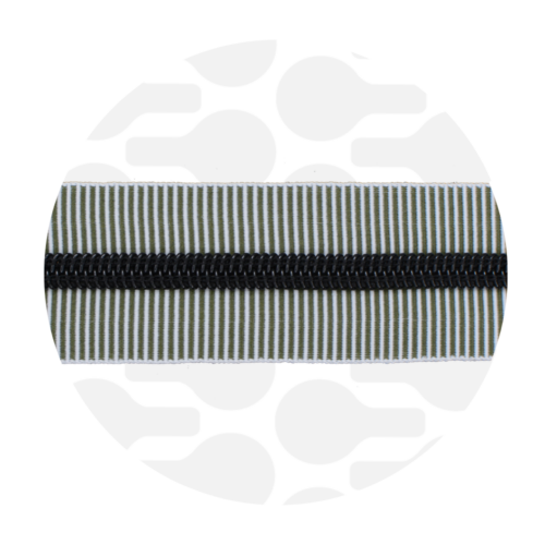 Zipper Zoo: Endlos Reißverschluss metallisiert Striped Olive 1m, Raupe Black