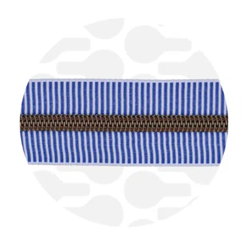 Zipper Zoo: Endlos Reißverschluss metallisiert Striped Azure 1m, Raupe Antique Brass