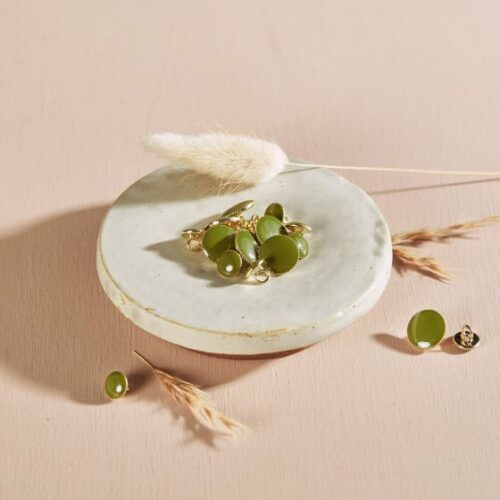 Atelier Brunette: Knopf: BOUTONS GEM - MATCHA LEAF 9mm