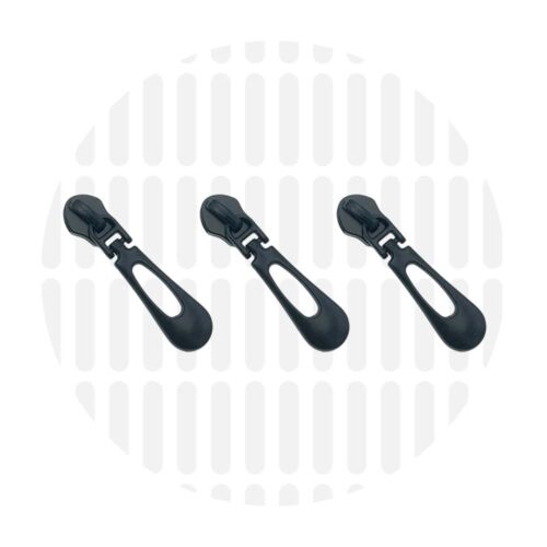 Zipper Zoo. Buttonhole Zipper Slider 3 Stück Black 6mm
