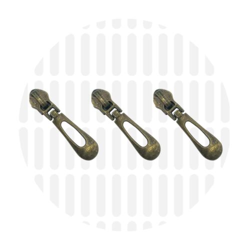 Zipper Zoo. Buttonhole Zipper Slider 3 Stück Antique Brass 6mm