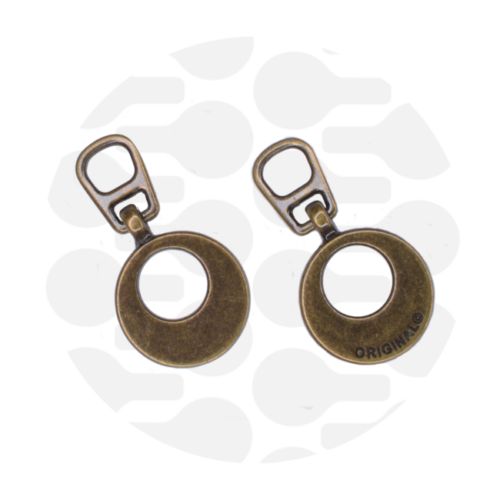 Zipper Zoo. Snap On Zipper Pull Circle Antique Brass