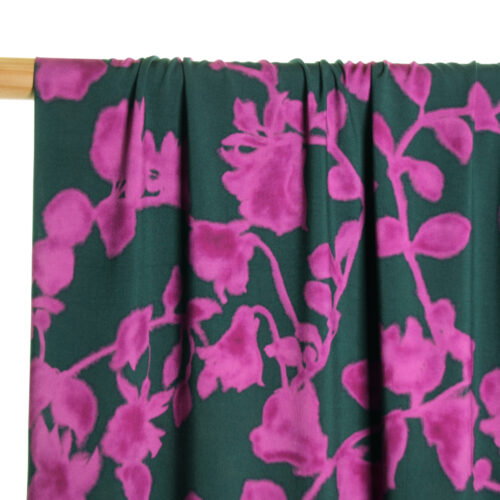 dark green fuchsia flowers fabric