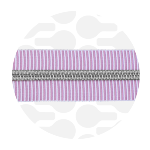 Zipper Zoo: Endlos Reißverschluss metallisiert Striped Dusty Pink 1m, Raupe Nickel
