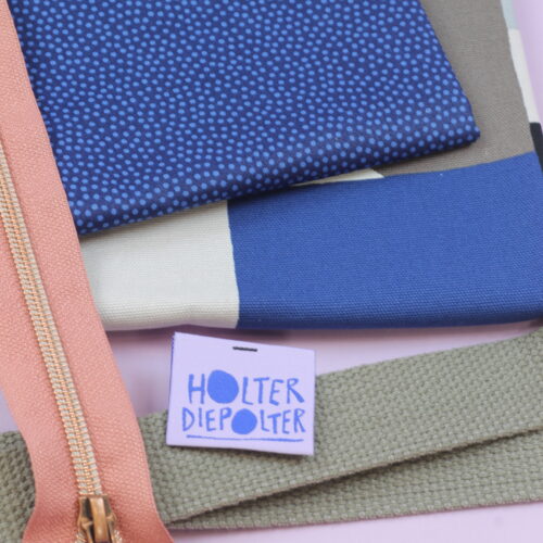nähset: shopping bag flowers "royalblue/blush"