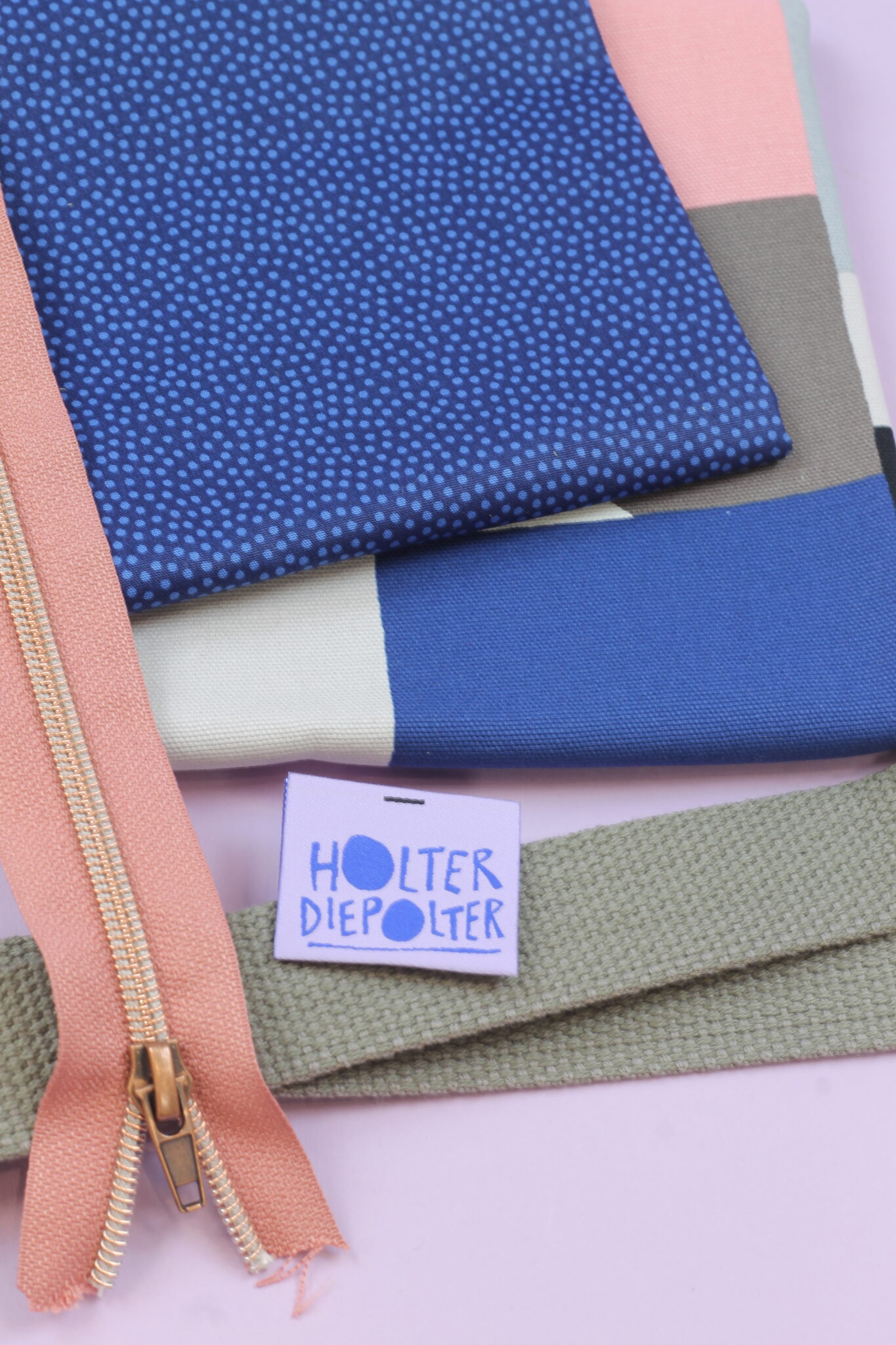 nähset: shopping bag flowers "royalblue/blush"