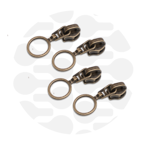 Zipper Zoo. Loop Zipper Slider 4 Stück Antique Brass 6mm