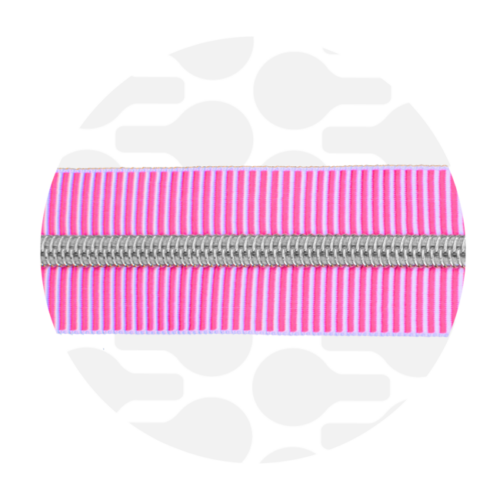 Zipper Zoo: Endlos Reißverschluss metallisiert Striped Magenta 1m, Raupe Nickel