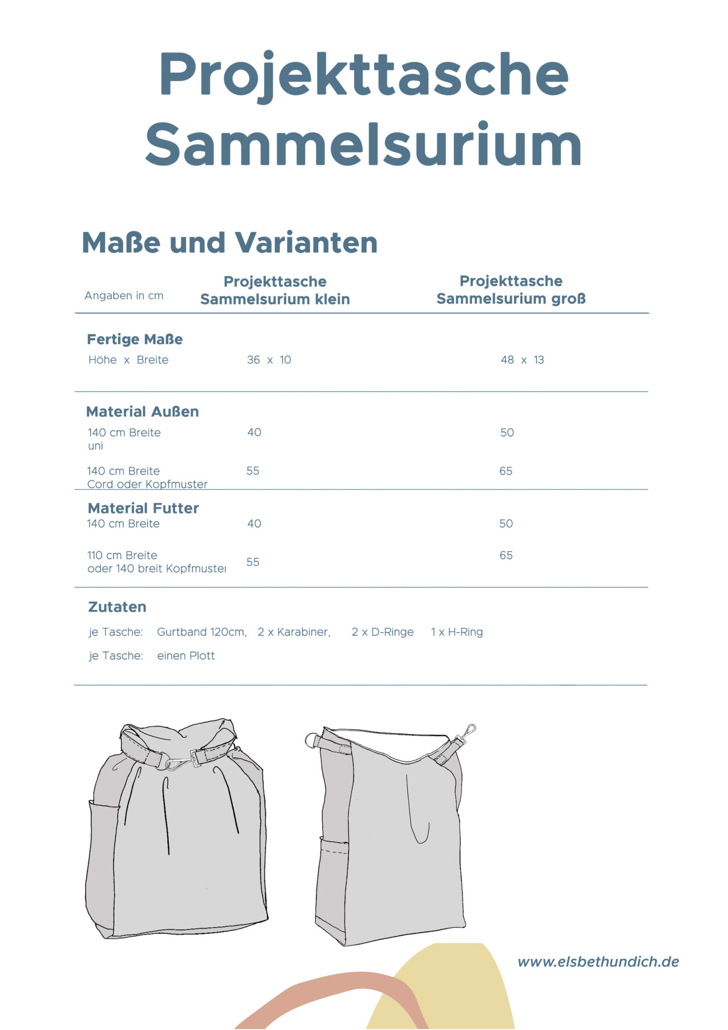 schnittmuster projekttasche sammelsurium in 2 größen