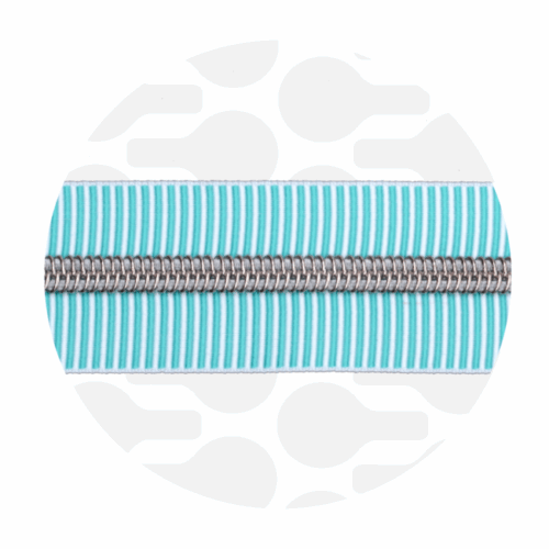 Zipper Zoo: Endlos Reißverschluss metallisiert Striped Sunny 1m, Raupe Ocean - Nickel