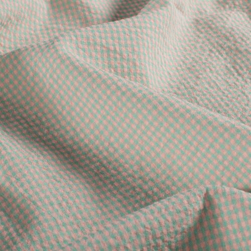 baumwollstoff popeline seersucker – leicht & pflegeleicht – kleines karo lillac/apricot – für kleidung und deko (kopie)