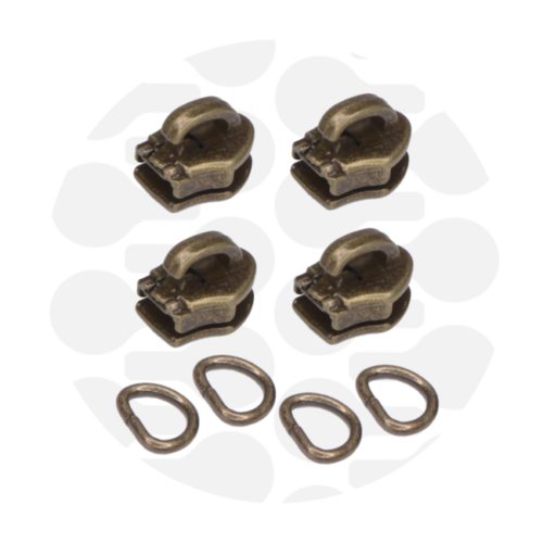 Zipper Zoo. Snap-On Zipper Slider 4 Stück Antique Brass