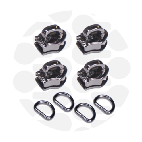 Zipper Zoo. Snap-On Zipper Slider 4 Stück Gun Metal